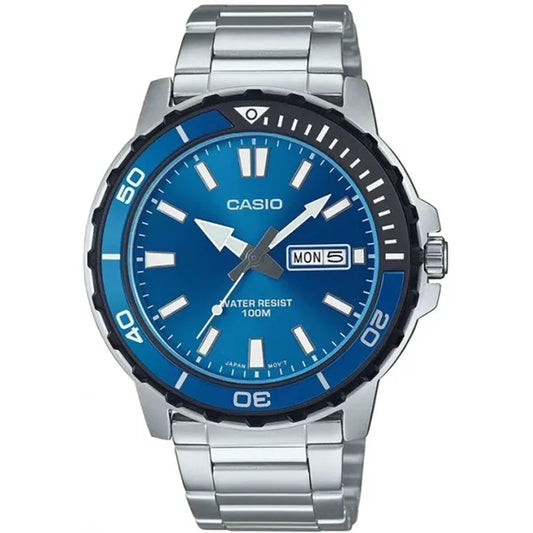 Casio Collection MTD-125D-2A1 férfi karóra, acél szíj, kék számlap, WR100