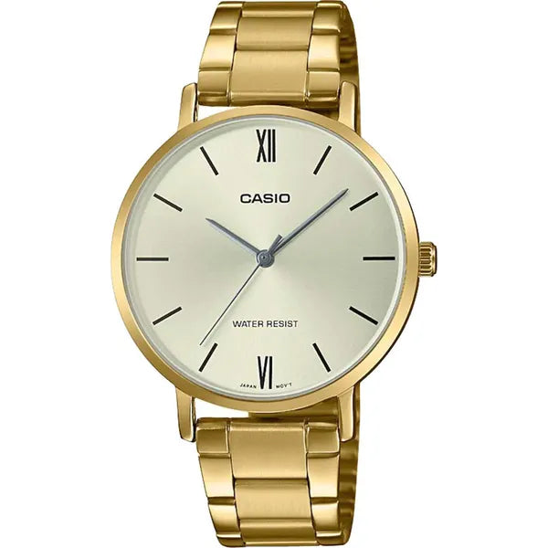 Casio női karóra LTP-VT01G-9B, arany acél, 40 mm, WR30, dobozzal