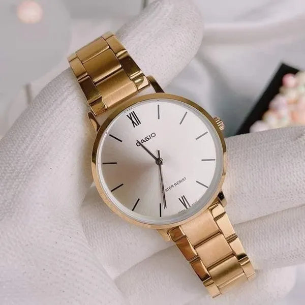 Casio női karóra LTP-VT01G-9B, arany acél, 40 mm, WR30, dobozzal