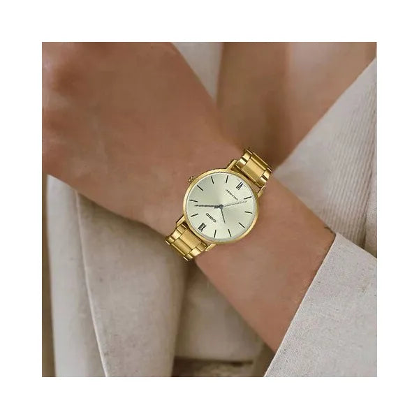 Casio női karóra LTP-VT01G-9B, arany acél, 40 mm, WR30, dobozzal