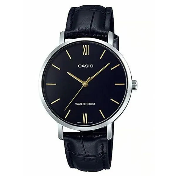 Casio MTP-VT01L-1B férfi karóra, 40 mm, fekete bőr, WR30
