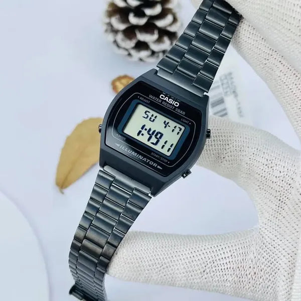Casio B640WB-1ADF férfi retro karóra LCD, fekete acél, WR50 vízálló
