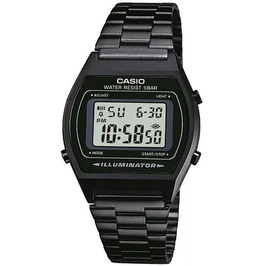 Casio B640WB-1ADF férfi retro karóra LCD, fekete acél, WR50 vízálló