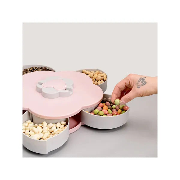 Forgatható snack- és ékszertároló, 5 rekesz, 22×5 cm, rózsaszín