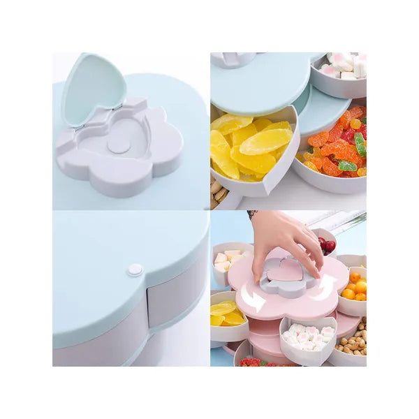 5 rekeszes forgatható snack- és ékszertároló telefonállvánnyal, kék, 22 cm