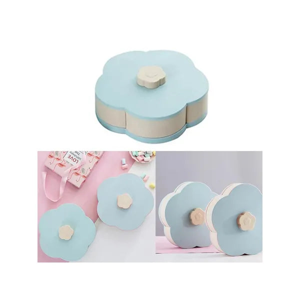 5 rekeszes forgatható snack- és ékszertároló telefonállvánnyal, kék, 22 cm