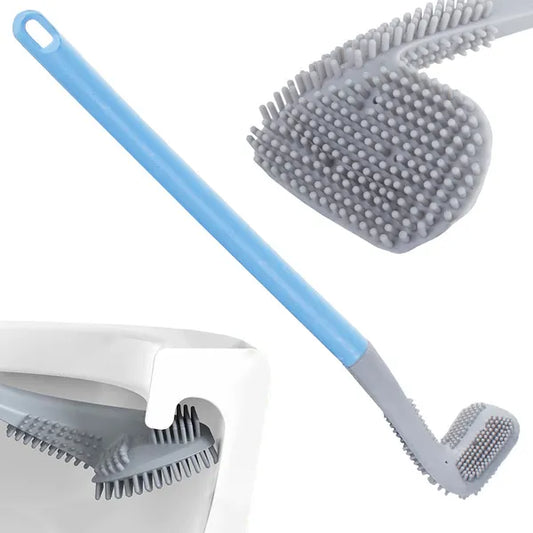 Szilikon WC-kefe öntapadó fali tartóval, kék, 40 cm