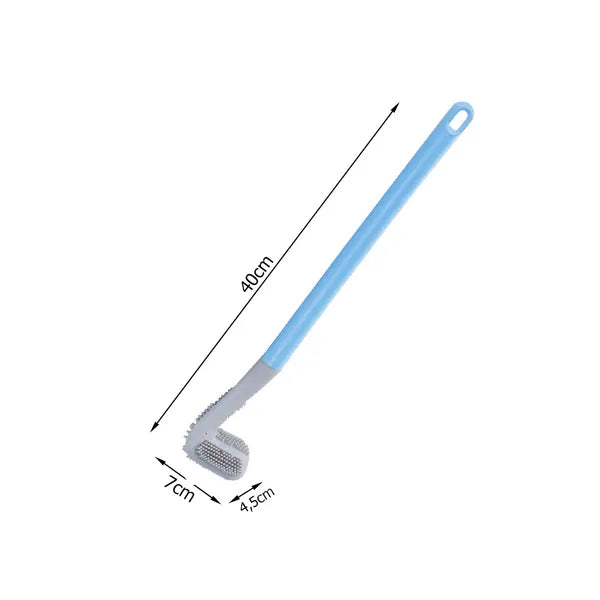Szilikon WC-kefe öntapadó fali tartóval, kék, 40 cm