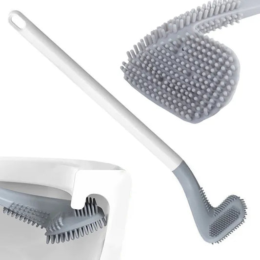 Szilikon WC-kefe fali akasztóval, higiénikus, fehér, 40 cm