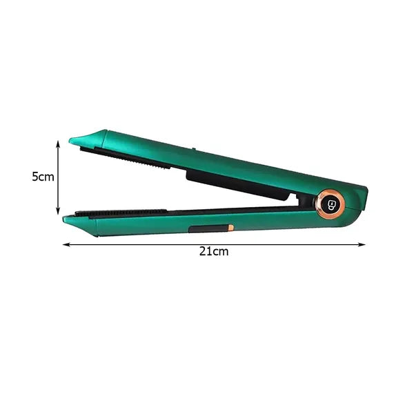 Vezeték nélküli kerámia hajvasaló LCD-vel, powerbank, zöld, 75-205 °C