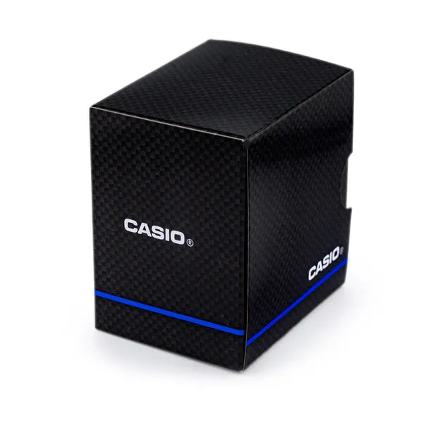 Casio női karóra, téglalap tok, fekete műanyag szíj, WR30, kvarc