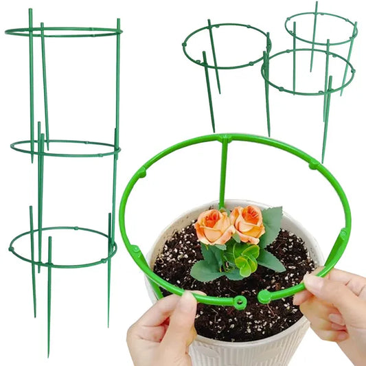 Cserepes növény támasz 3 zöld gyűrűvel, 19 cm Ø, 63 cm