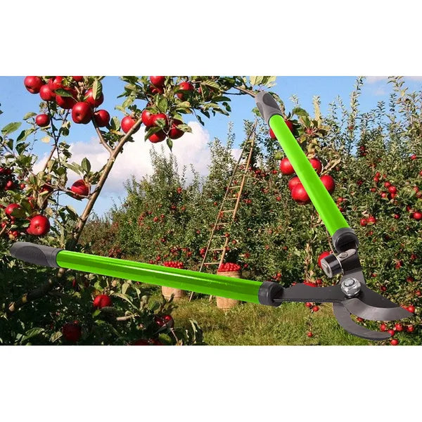Hosszú nyelű üllős ágvágó olló, 70 cm, acél penge, zöld