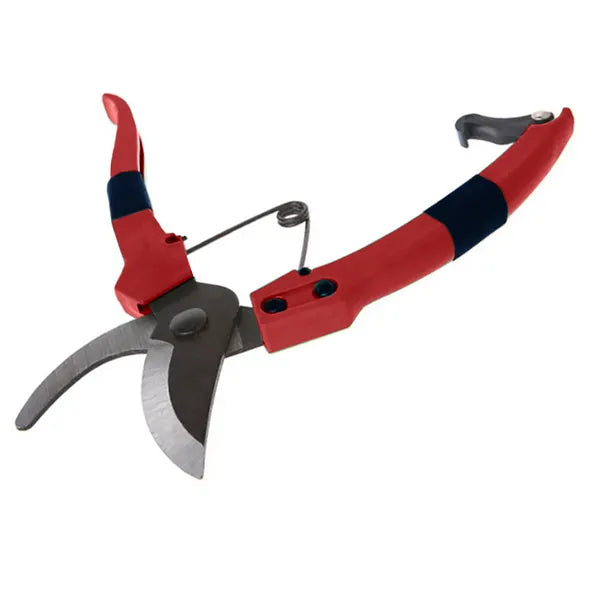 Kézi metszőolló, 18 cm, acél penge, biztonsági zárral, piros
