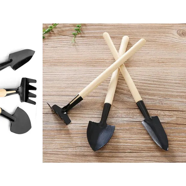 3 az 1-ben mini kerti szerszámkészlet – ásó, gereblye, kapa, 17-21 cm