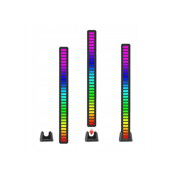Hangra reagáló USB-C RGB LED fénycsík, 32 LED, akkumulátoros, 18 mód