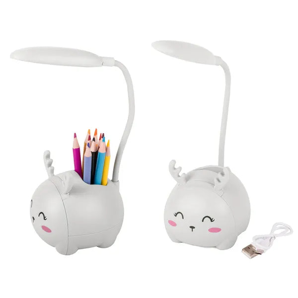 Gyerek LED éjszakai lámpa, USB-s, állítható kar, toll- és telefon-tartó