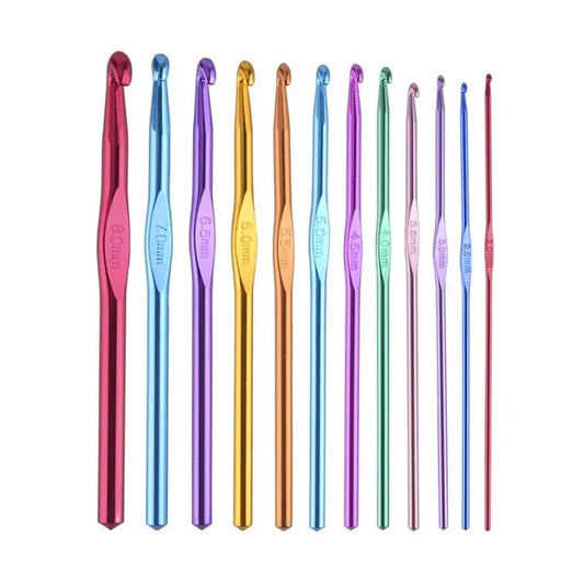 Ergonomikus horgolótű készlet 12 db, 2-8 mm alumínium, tokkal