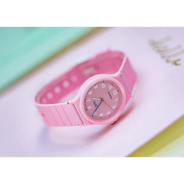 Casio LQ-24B-4BDF női kvarc karóra, rózsaszín, műanyag szíj, WR30