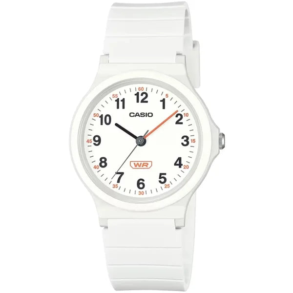 Casio LQ-24B-7BDF női karóra, fehér műanyag szíj, 36 mm, WR30