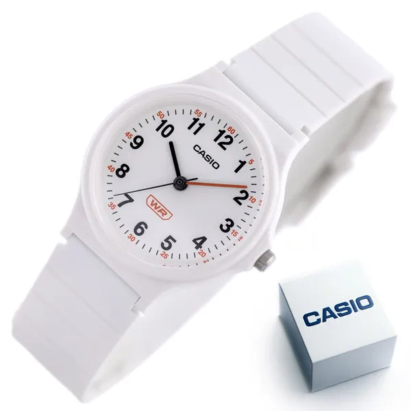 Casio LQ-24B-7BDF női karóra, fehér műanyag szíj, 36 mm, WR30