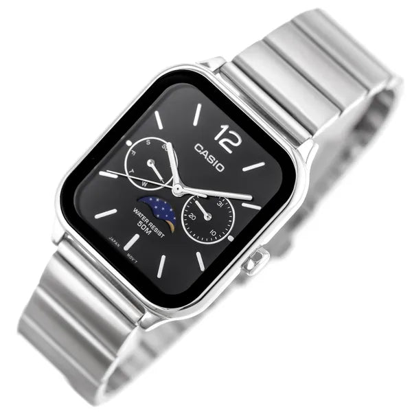 Casio MTP-M305D-1A férfi karóra rozsdamentes acél szíjjal, WR50, fekete számlap