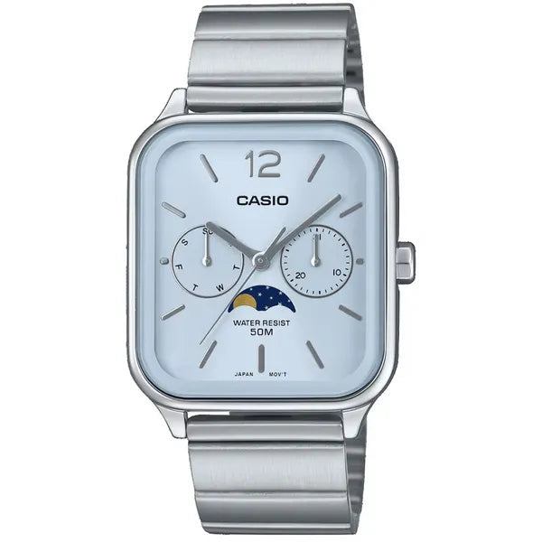 Casio MTP-M305D-2A férfi karóra, acél szíj, kék számlap, WR50