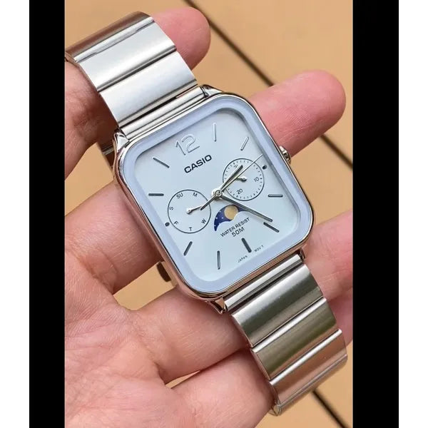 Casio MTP-M305D-2A férfi karóra, acél szíj, kék számlap, WR50