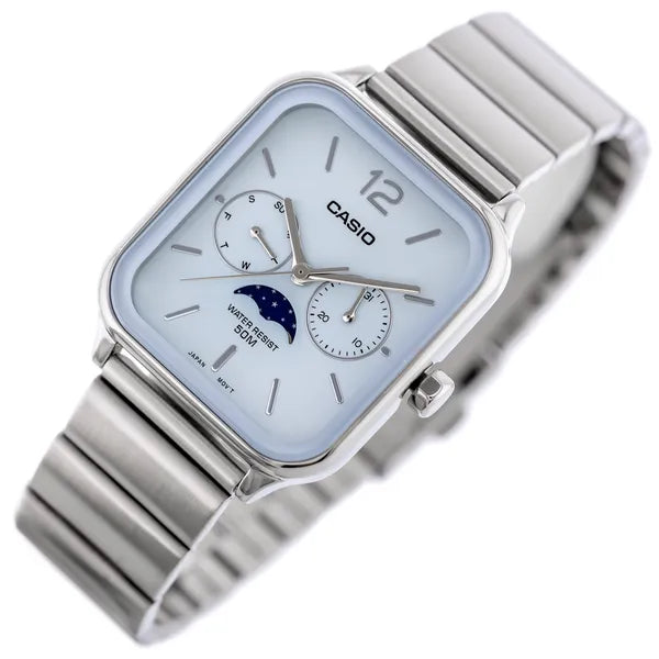 Casio MTP-M305D-2A férfi karóra, acél szíj, kék számlap, WR50