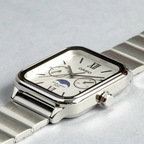 Casio MTP-M305D-7A2 férfi karóra, acél, holdfázis, WR50