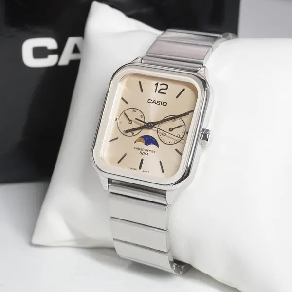 Casio férfi karóra MTP-M305D-9A, rozéarany számlap, acél, 34 mm, WR50