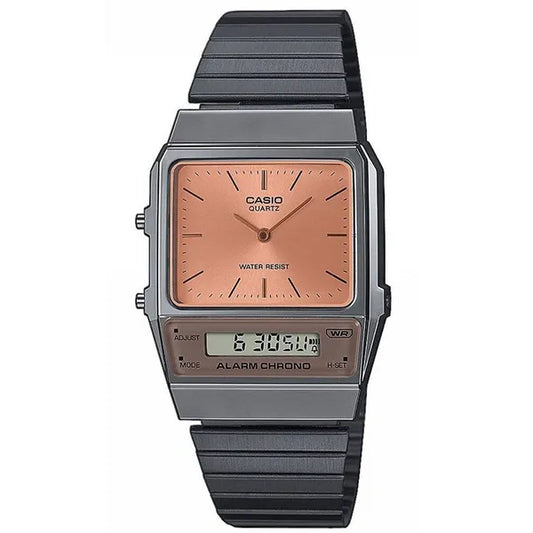 Casio Vintage AQ-800ECGG-4ADF uniszex karóra, dual time, szürke acél, rozéarany