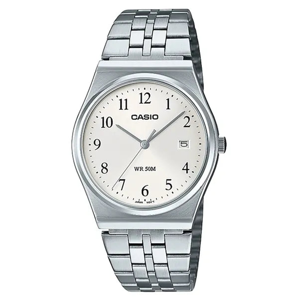 Casio MTP-B145D-7B férfi karóra ezüst nemesacél szíjjal WR50