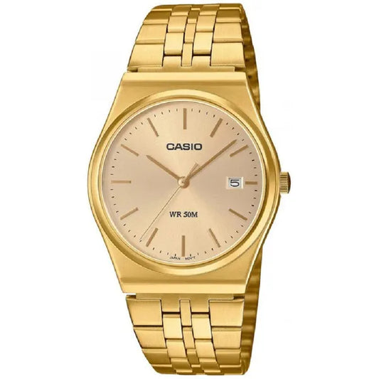 Casio MTP-B145G-9A férfi karóra, rozéarany számlap, arany acél, WR50