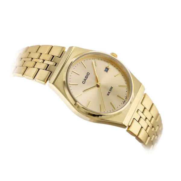 Casio MTP-B145G-9A férfi karóra, rozéarany számlap, arany acél, WR50