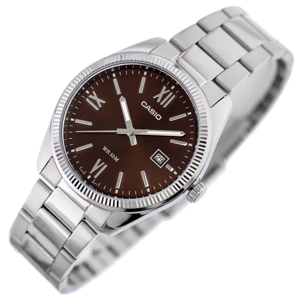 Casio férfi karóra MTP-1302DD-5A, rozsdamentes acél, barna számlap, WR50