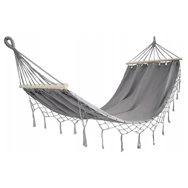 Kerti XL függőágy 200×100 cm, 200 kg teherbírással, huzattal és kötelekkel