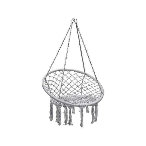 Boho stílusú szürke gólyafészek hintafotel, 120 kg teherbírással