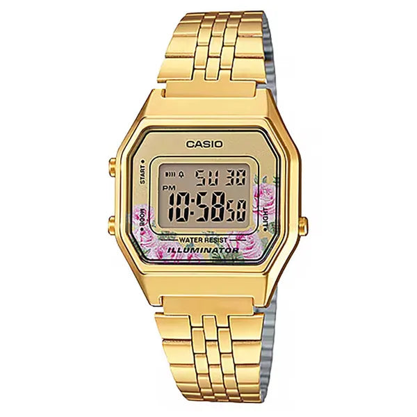Casio LA680WGA-4C női digitális karóra, arany, nemesacél, WR30