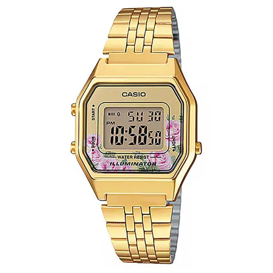 Casio LA680WGA-4C női digitális karóra, arany, nemesacél, WR30