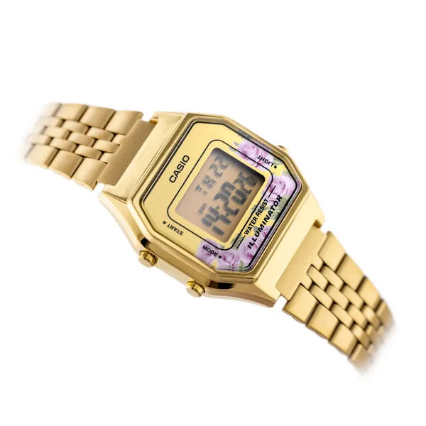 Casio LA680WGA-4C női digitális karóra, arany, nemesacél, WR30