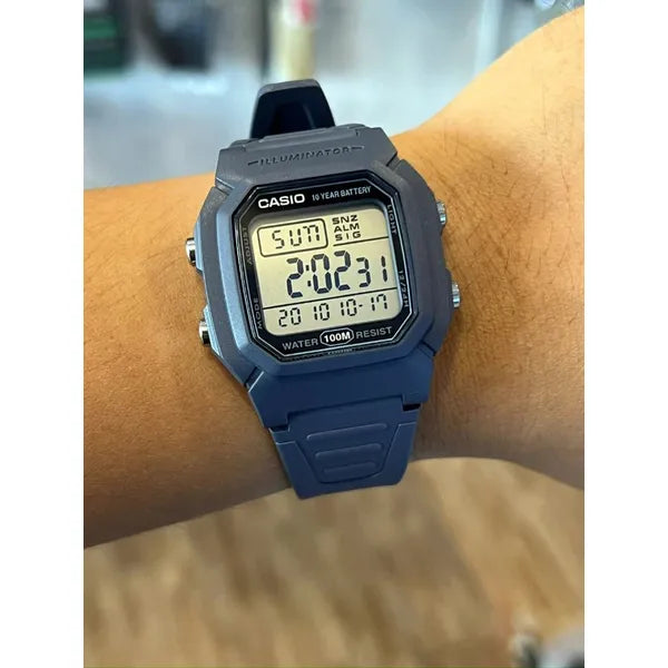 Casio W-800H-2A férfi digitális karóra, WR100, kék műanyag