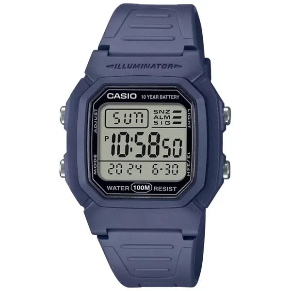 Casio W-800H-2A férfi digitális karóra, WR100, kék műanyag
