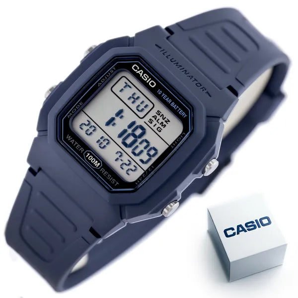 Casio W-800H-2A férfi digitális karóra, WR100, kék műanyag