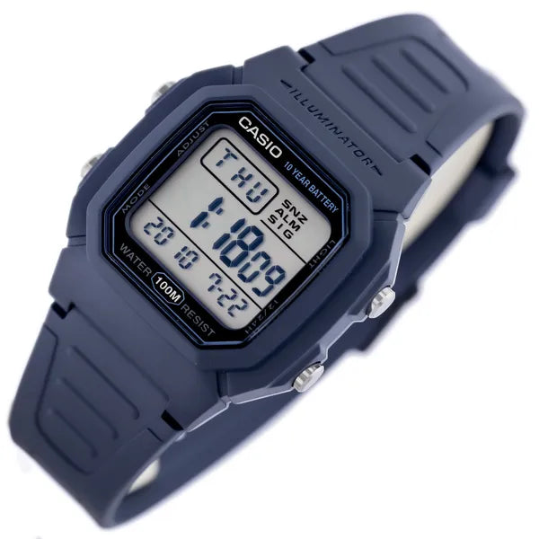 Casio W-800H-2A férfi digitális karóra, WR100, kék műanyag