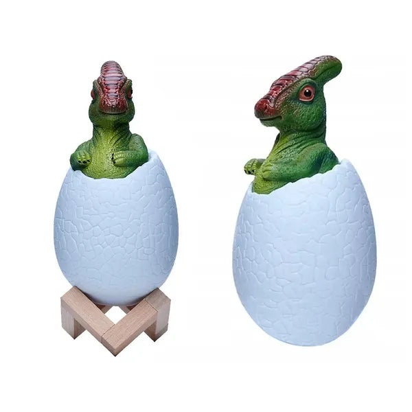 Triceratops dinoszaurusz RGB LED tojás éjjeli lámpa, fa talp, gyerekeknek
