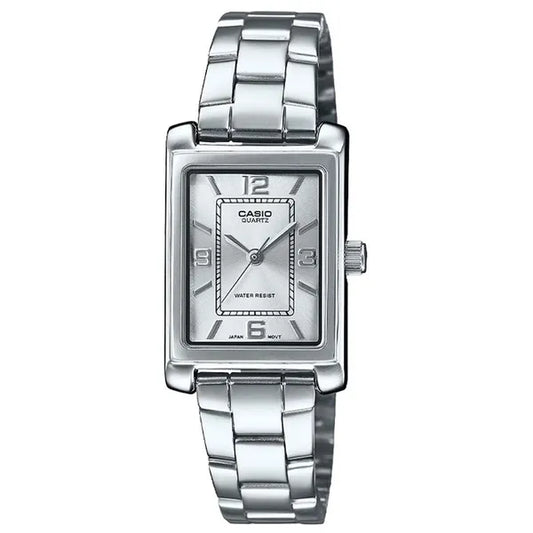 Női Casio karóra LTP-1234DD-7A, ezüst nemesacél, téglalap, WR30