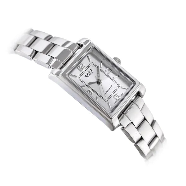 Női Casio karóra LTP-1234DD-7A, ezüst nemesacél, téglalap, WR30