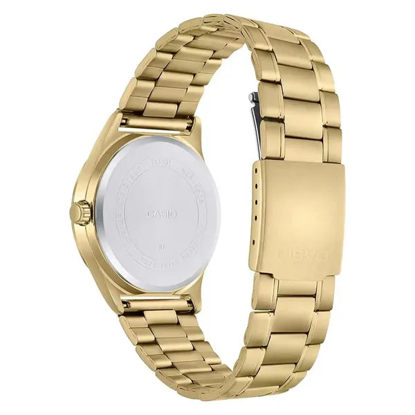 Casio MTP-V006G-1C férfi karóra, arany nemesacél, fekete számlap, dátum, WR30