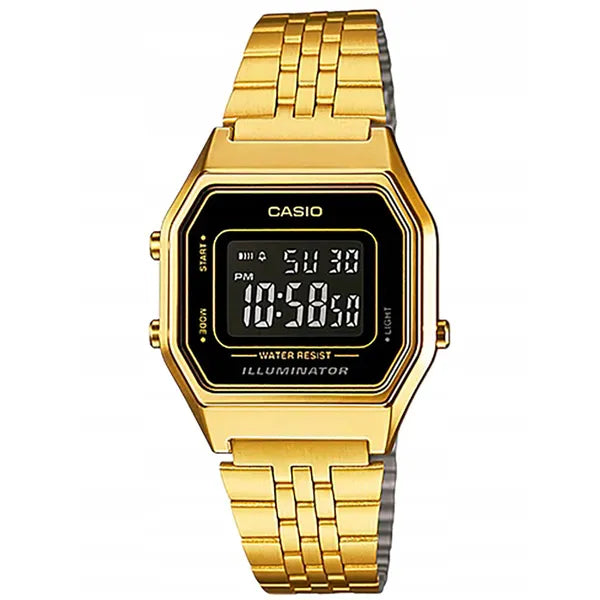 Casio Vintage LA680WGA-1B női digitális karóra, arany nemesacél, WR30